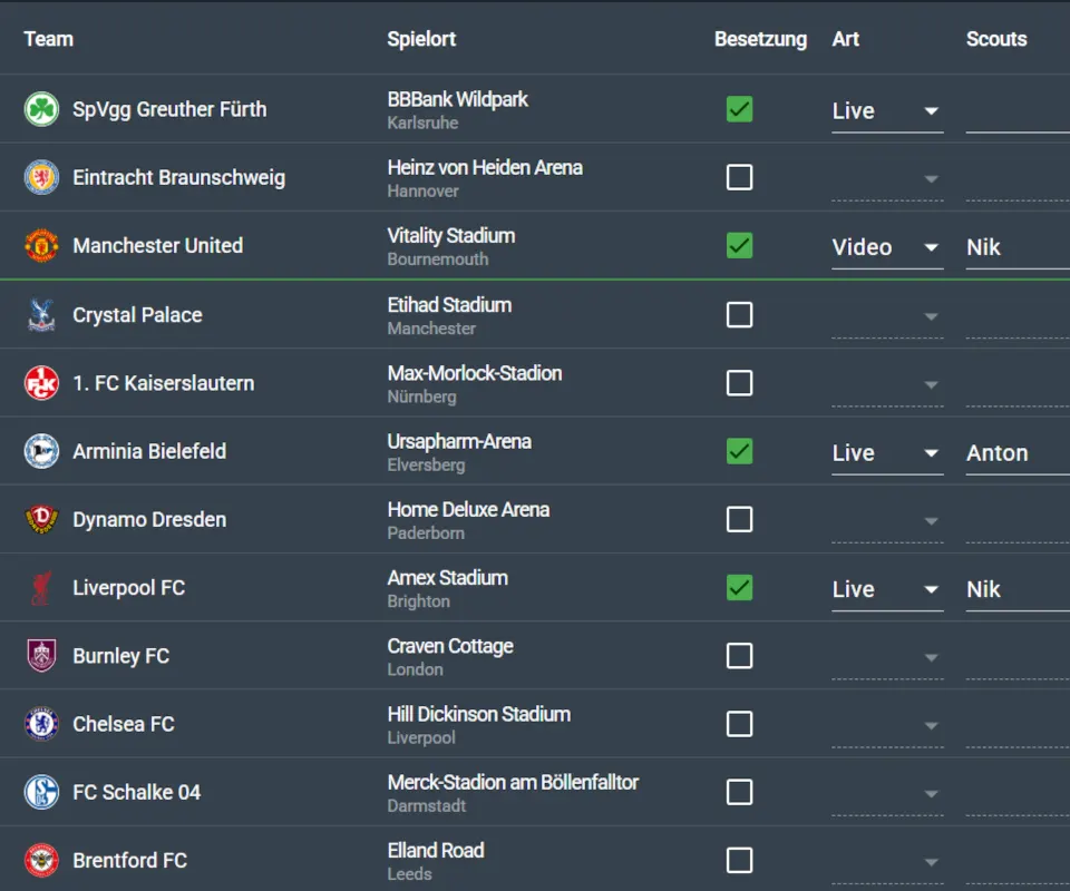 Efficient Match Scheduling